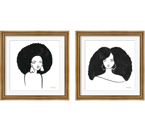 Afro Girl 2 Piece Framed Art Print Set by Farida Zaman