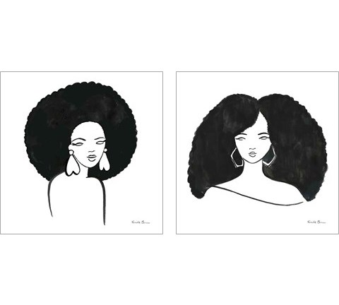 Afro Girl 2 Piece Art Print Set by Farida Zaman