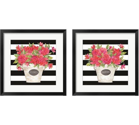 Fuchsia Stripes 2 Piece Framed Art Print Set by Cindy Jacobs