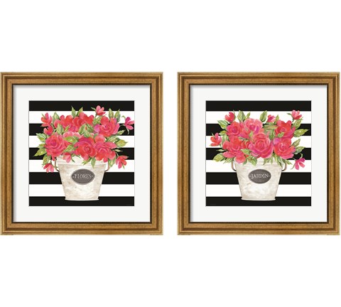Fuchsia Stripes 2 Piece Framed Art Print Set by Cindy Jacobs