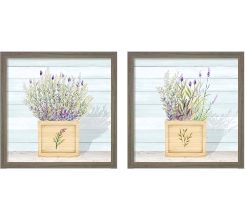 Lavender and Wood Square 2 Piece Framed Art Print Set by Janice Gaynor