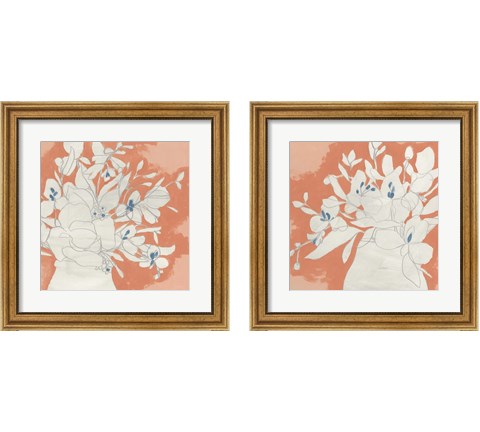 Terracotta Flowers 2 Piece Framed Art Print Set by June Erica Vess