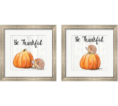 Be Thankful Harvest Hedgehog 2 Piece Framed Art Print Set by Patricia Pinto