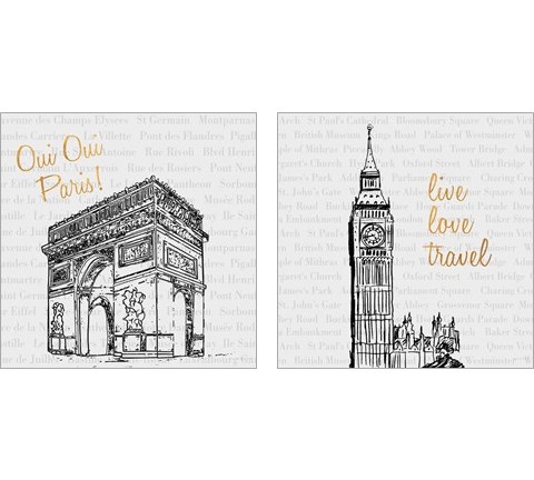 Travel Pack 2 Piece Art Print Set by Nick Biscardi