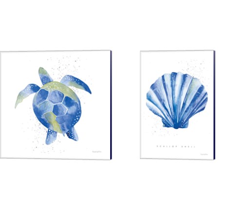 Blue Underwater 2 Piece Canvas Print Set by Mercedes Lopez Charro