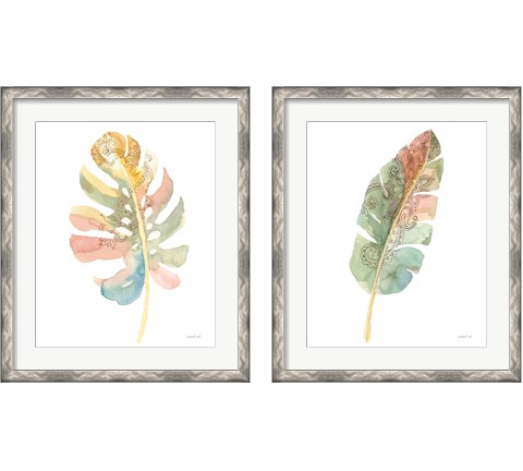 Boho Tropical Leaf  2 Piece Framed Art Print Set by Danhui Nai