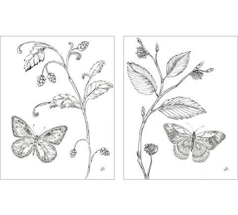Outdoor Beauties Butterfly 2 Piece Art Print Set by Daphne Brissonnet