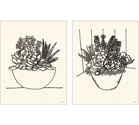 Succulent Basket 2 Piece Art Print Set by Stellar Design Studio