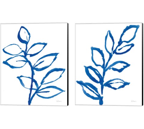 Leafy Blue 2 Piece Canvas Print Set by Sue Schlabach