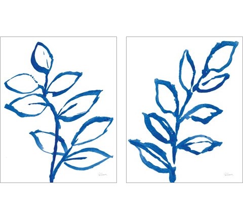Leafy Blue 2 Piece Art Print Set by Sue Schlabach