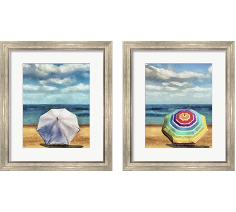 Beach Umbrella 2 Piece Framed Art Print Set by Alonzo Saunders
