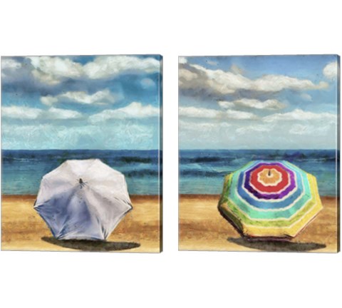 Beach Umbrella 2 Piece Canvas Print Set by Alonzo Saunders