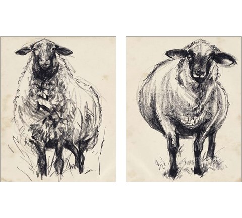 Charcoal Sheep 2 Piece Art Print Set by Jennifer Parker