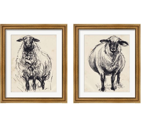 Charcoal Sheep 2 Piece Framed Art Print Set by Jennifer Parker