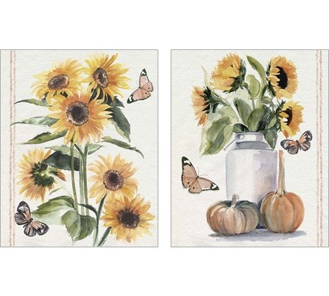 Autumn Sunflowers 2 Piece Art Print Set by Jennifer Parker