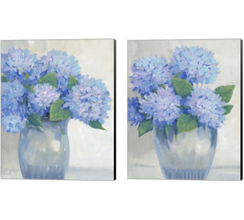 Blue Hydrangeas in Vase 2 Piece Canvas Print Set by Timothy O'Toole