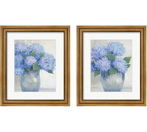 Blue Hydrangeas in Vase 2 Piece Framed Art Print Set by Timothy O'Toole