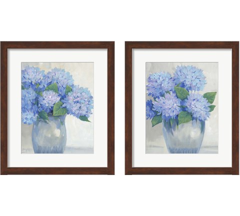 Blue Hydrangeas in Vase 2 Piece Framed Art Print Set by Timothy O'Toole