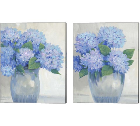 Blue Hydrangeas in Vase 2 Piece Canvas Print Set by Timothy O'Toole