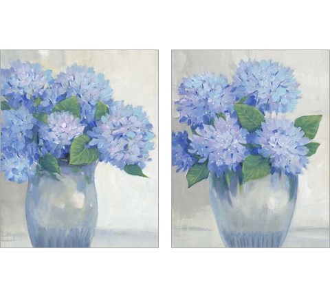 Blue Hydrangeas in Vase 2 Piece Art Print Set by Timothy O'Toole
