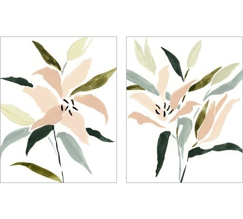 Lily Abstracted 2 Piece Art Print Set by Victoria Barnes