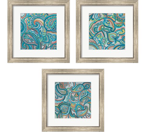 Emerald Paisley 3 Piece Framed Art Print Set by Silvia Vassileva