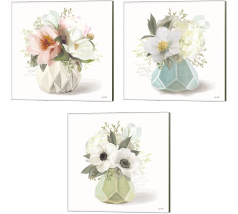 Flowers in a Vase 3 Piece Canvas Print Set by House Fenway