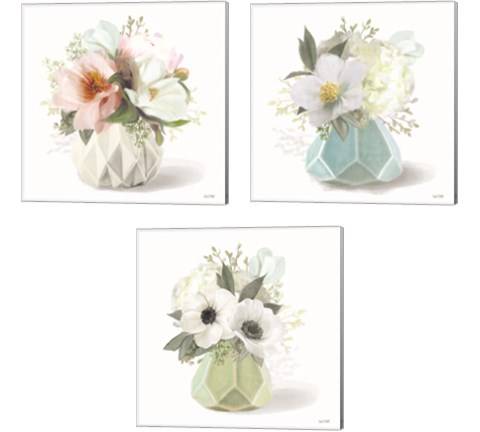 Flowers in a Vase 3 Piece Canvas Print Set by House Fenway