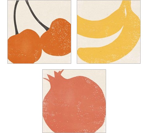 Graphic Fruit  3 Piece Art Print Set by Moira Hershey