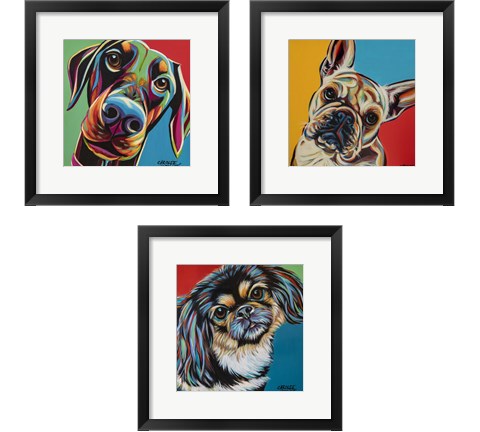 Chroma Dogs 3 Piece Framed Art Print Set by Carolee Vitaletti