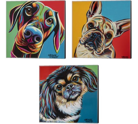 Chroma Dogs 3 Piece Canvas Print Set by Carolee Vitaletti