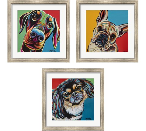 Chroma Dogs 3 Piece Framed Art Print Set by Carolee Vitaletti