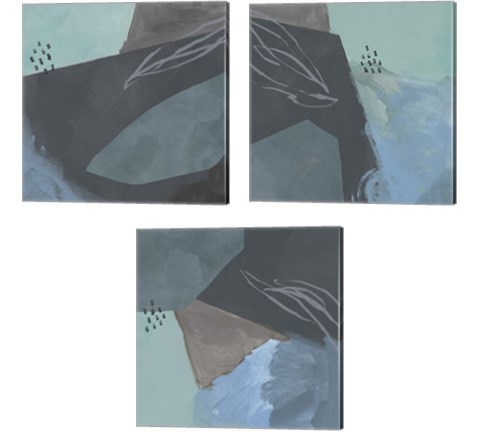 Steely Abstract 3 Piece Canvas Print Set by Jacob Green