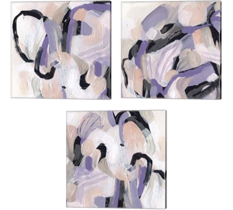 Lilac Scramble 3 Piece Canvas Print Set by June Erica Vess