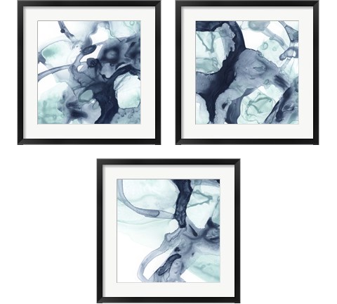 Blue Cavern 3 Piece Framed Art Print Set by June Erica Vess
