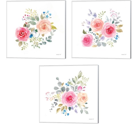 Lush Roses  3 Piece Canvas Print Set by Danhui Nai