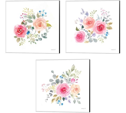 Lush Roses  3 Piece Canvas Print Set by Danhui Nai