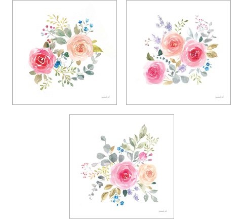 Lush Roses  3 Piece Art Print Set by Danhui Nai