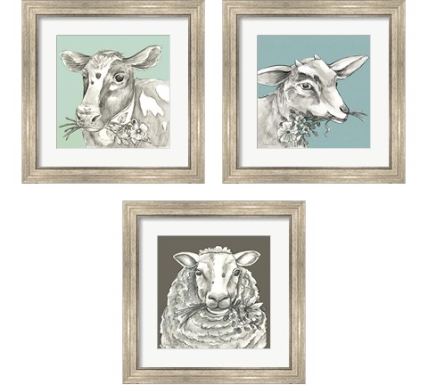 Whimsical Farm Animal 3 Piece Framed Art Print Set by Kelsey Wilson