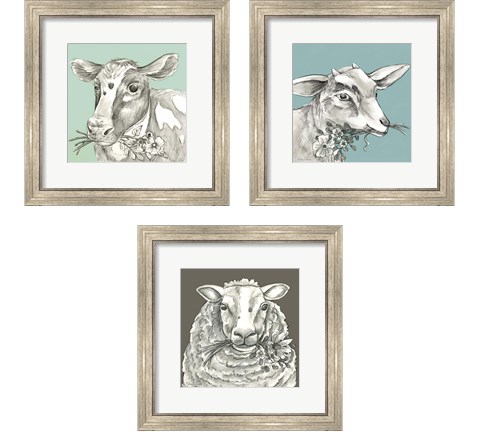 Whimsical Farm Animal 3 Piece Framed Art Print Set by Kelsey Wilson