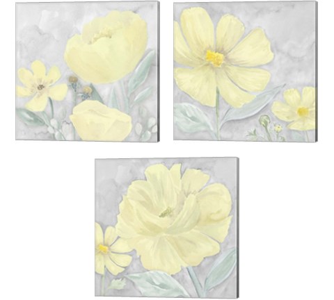 Peaceful Repose Gray & YellowSeries 3 Piece Canvas Print Set by Tara Reed