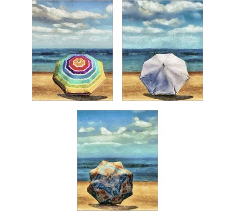 Beach Umbrella 3 Piece Art Print Set by Alonzo Saunders