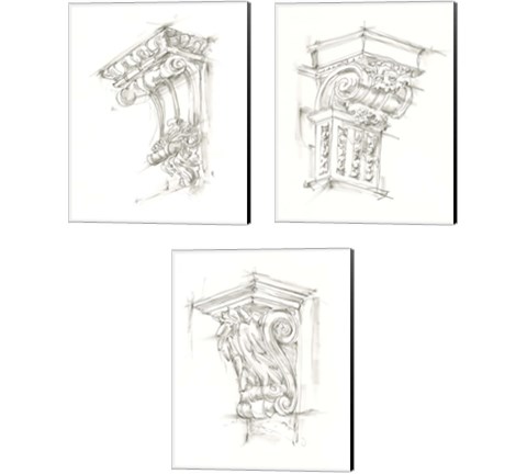 Corbel Sketch 3 Piece Canvas Print Set by Ethan Harper