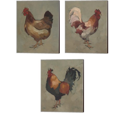 Egg Hen 3 Piece Canvas Print Set by Jacob Green