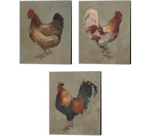 Egg Hen 3 Piece Canvas Print Set by Jacob Green