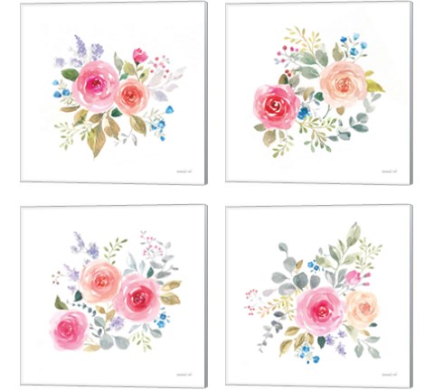 Lush Roses  4 Piece Canvas Print Set by Danhui Nai