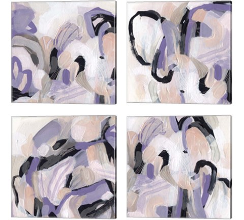 Lilac Scramble 4 Piece Canvas Print Set by June Erica Vess