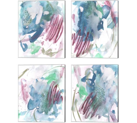 Magenta Wave Form 4 Piece Canvas Print Set by Melissa Wang
