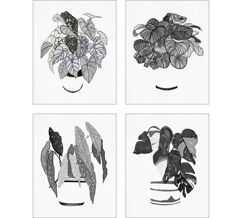 B&W Indoor Plant 4 Piece Art Print Set by Stellar Design Studio