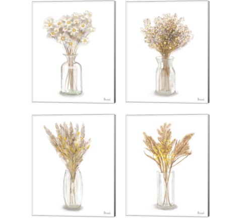Dried Flower Yellow 4 Piece Canvas Print Set by Bannarot